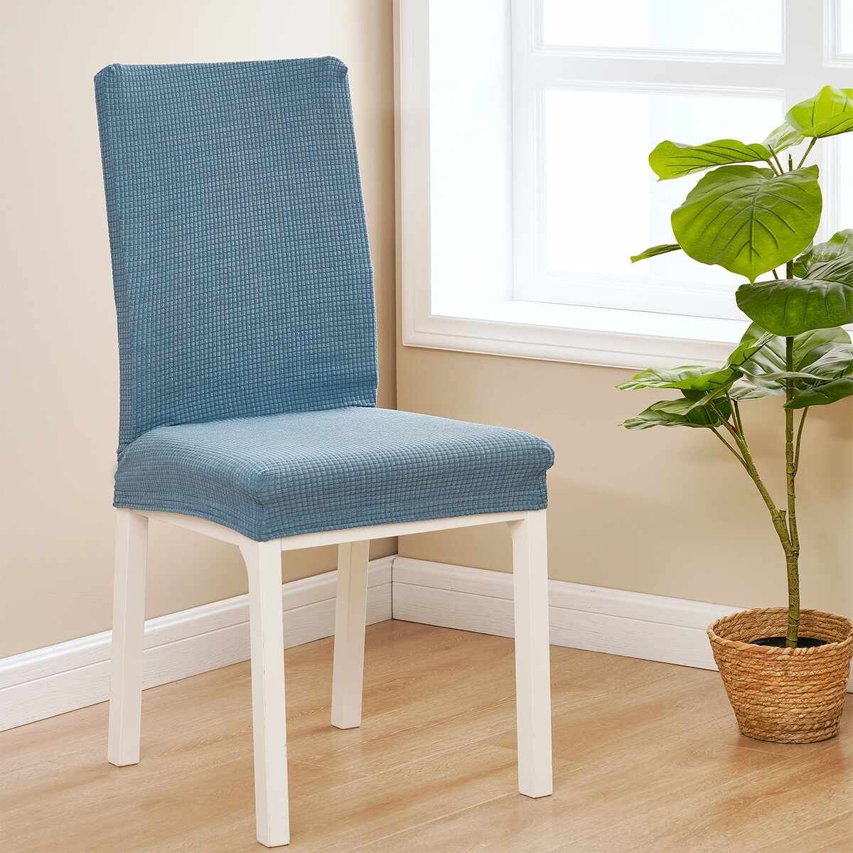 Husă scaun multielastică impermeabilă 4Home Magic clean albastră, 45 - 50 cm, set 2 buc.