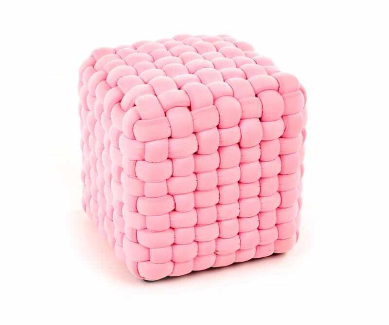 Taburet tapitat Rubik roz - H35 cm