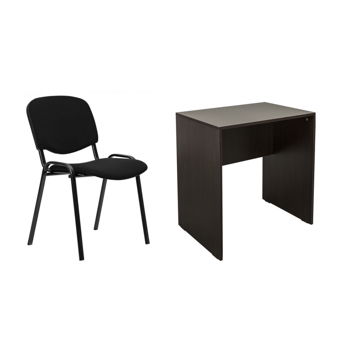 Set birou ALMA, somona inchis, 70x50x75 cm si scaun de birou FELICIA, negru, 47x43x84 cm