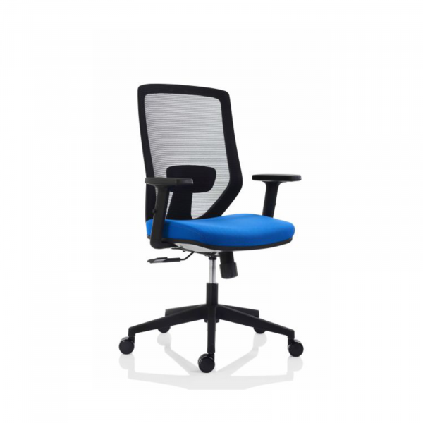 Scaun birou ergonomic operativ ZEN, cu brate, rotativ, ajustabil, negru + albastru, 47x50x100 109 cm