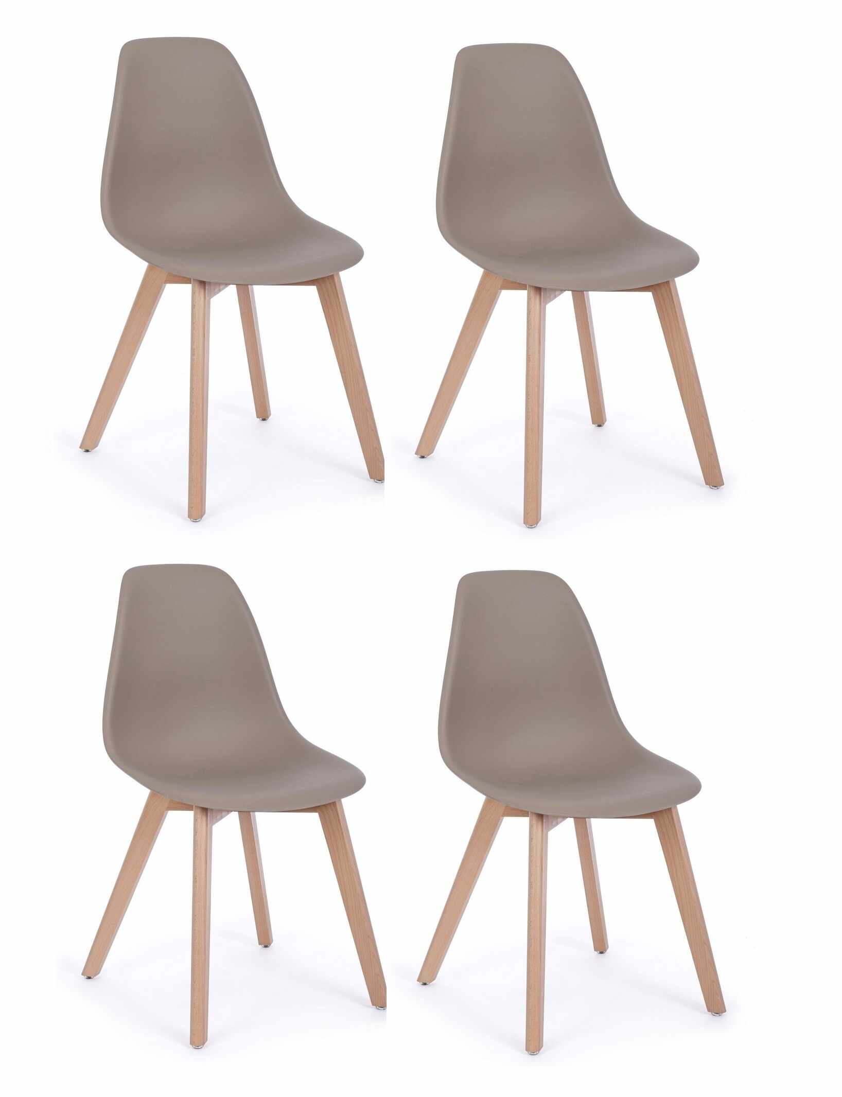 Set 4 scaune din plastic cu picioare din lemn System Grej / Natural, l51,5xA46,5xH86 cm