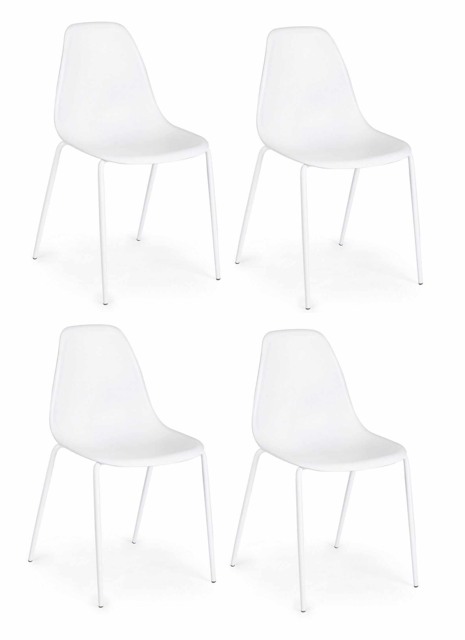 Set 4 scaune din plastic cu picioare metalice Iris Alb, l45xA52xH84 cm