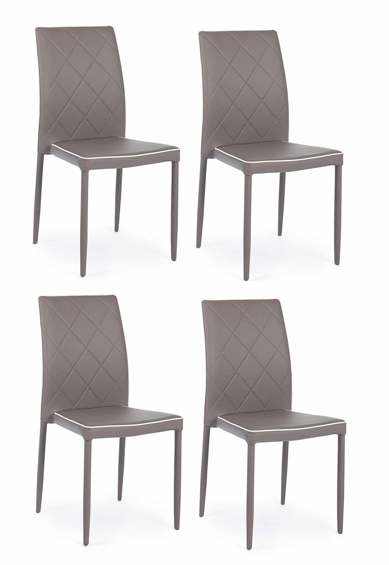 Set 4 scaune tapitate cu piele ecologica si picioare metalice Achille Capuccino, l43,5xA53,5xH92 cm