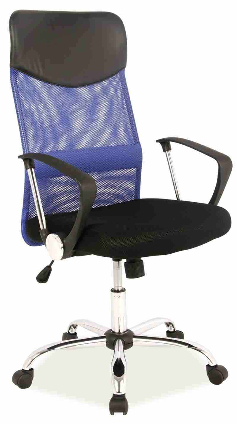 Scaun de birou ergonomic tapitat cu stofa, Qwin-025 Albastru / Negru, l62xA50xH111-120 cm
