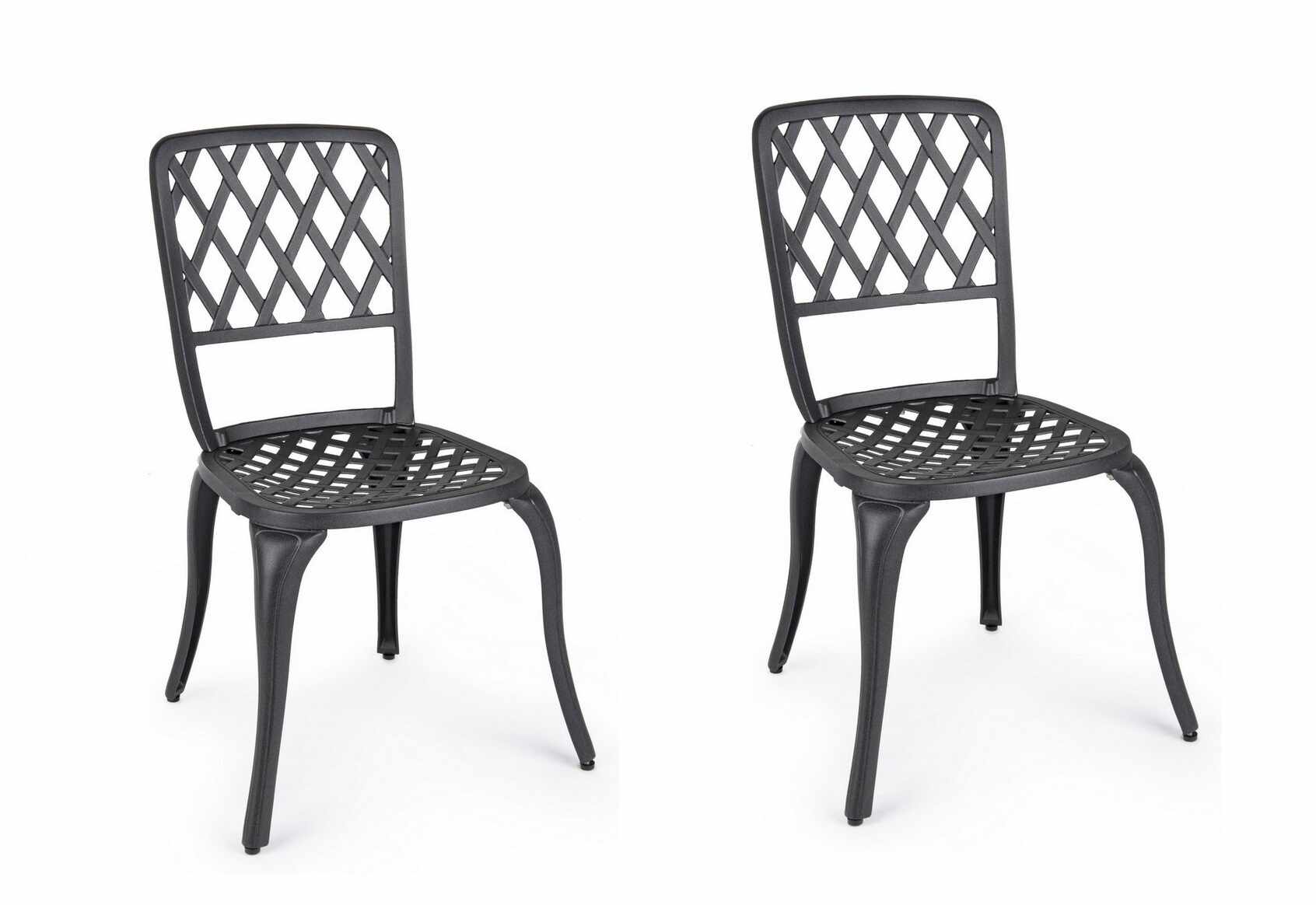 Set 2 scaune de gradina / terasa din metal Faenza Gri Inchis, l44xA46xH89 cm