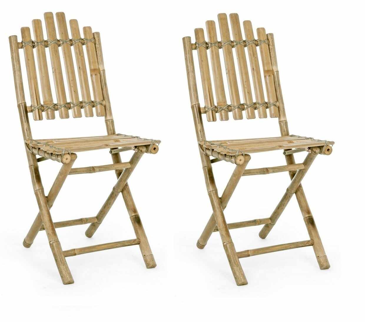 Set 2 scaune pliabile de gradina / terasa din bambus Joyce Natural, l50xA42xH92 cm