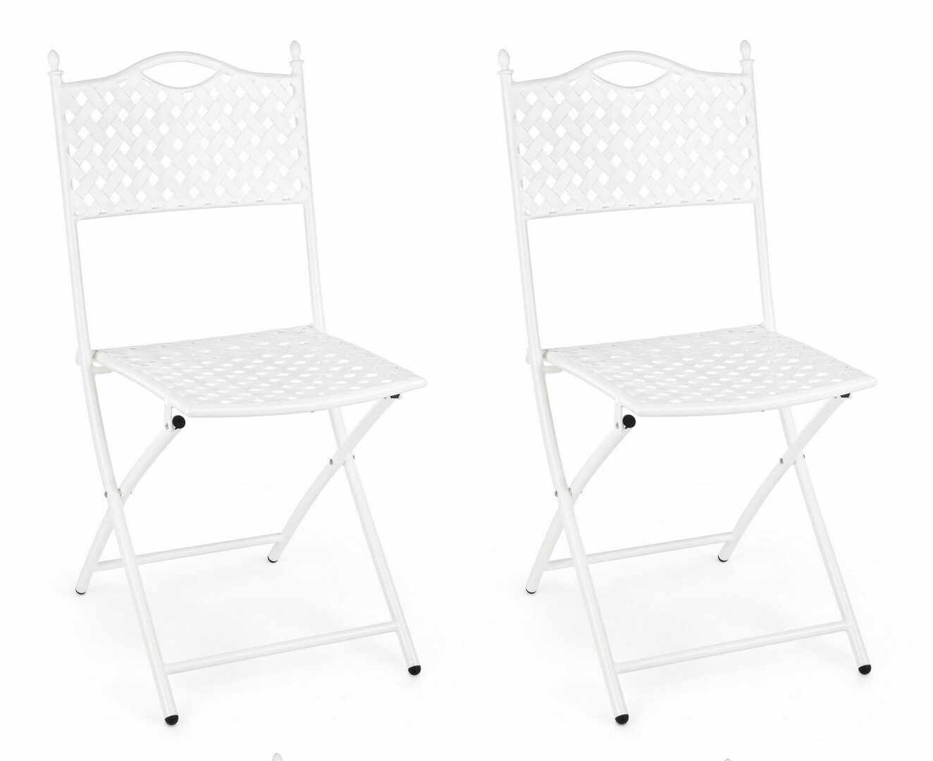 Set 2 scaune pliabile de gradina / terasa din metal Jenny Alb, l40xA53xH88 cm