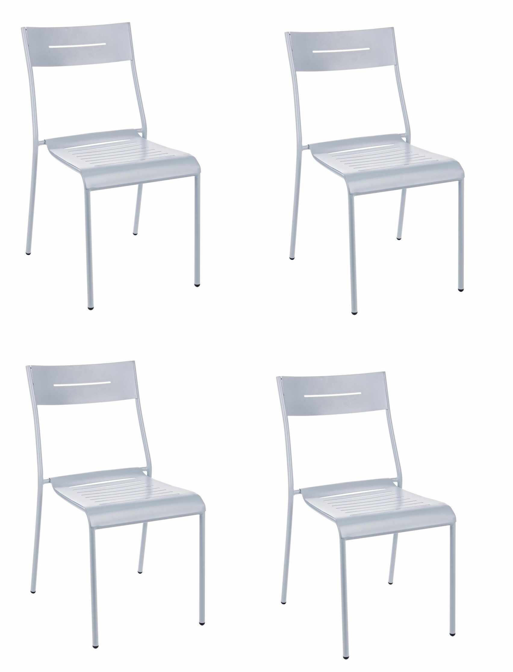 Set 4 scaune de gradina / terasa din metal Issy Gri Bleu, l48xA60xH81 cm