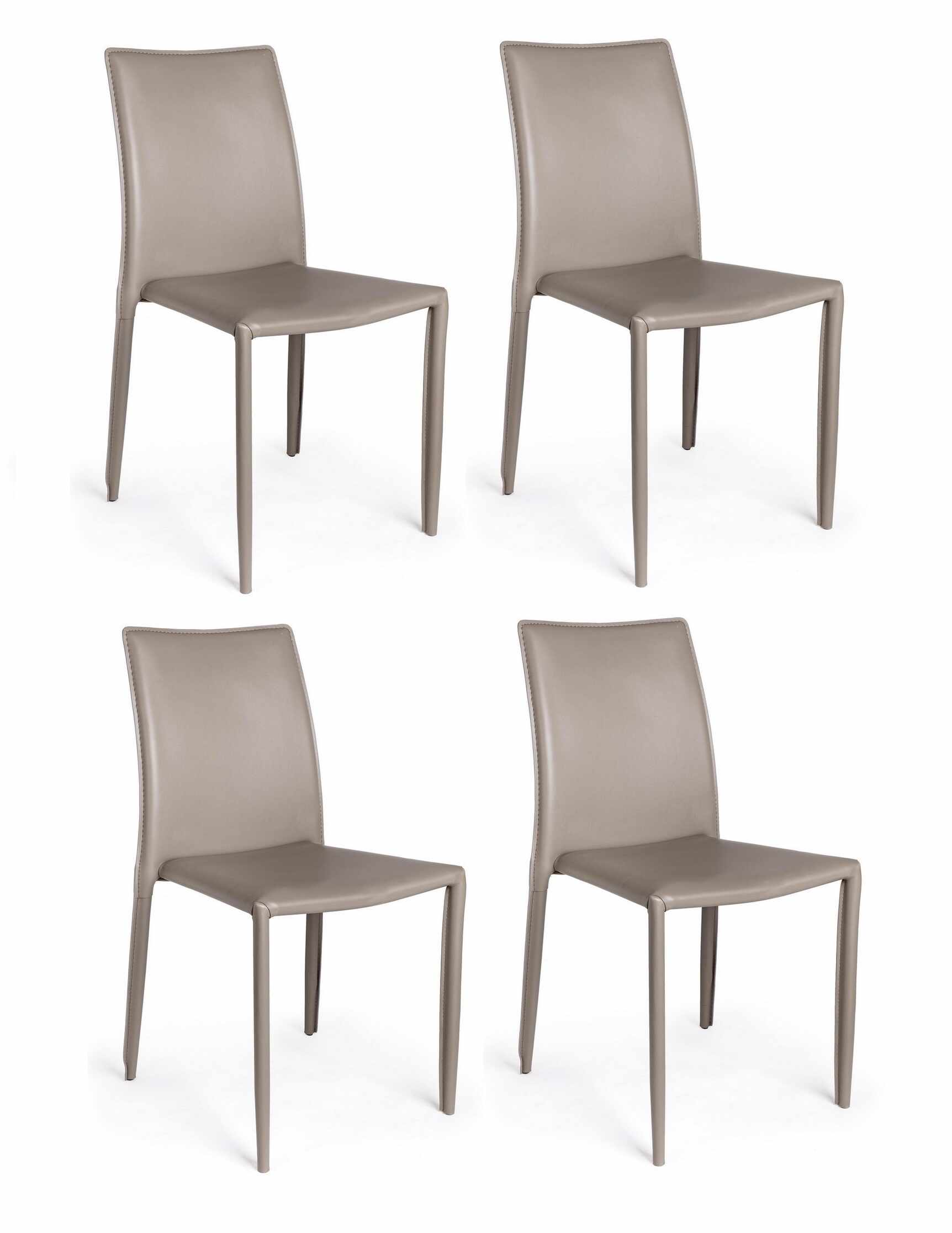Set 4 scaune din metal, tapitate cu piele ecologica Alison Grej, l50xA42,5xH90 cm