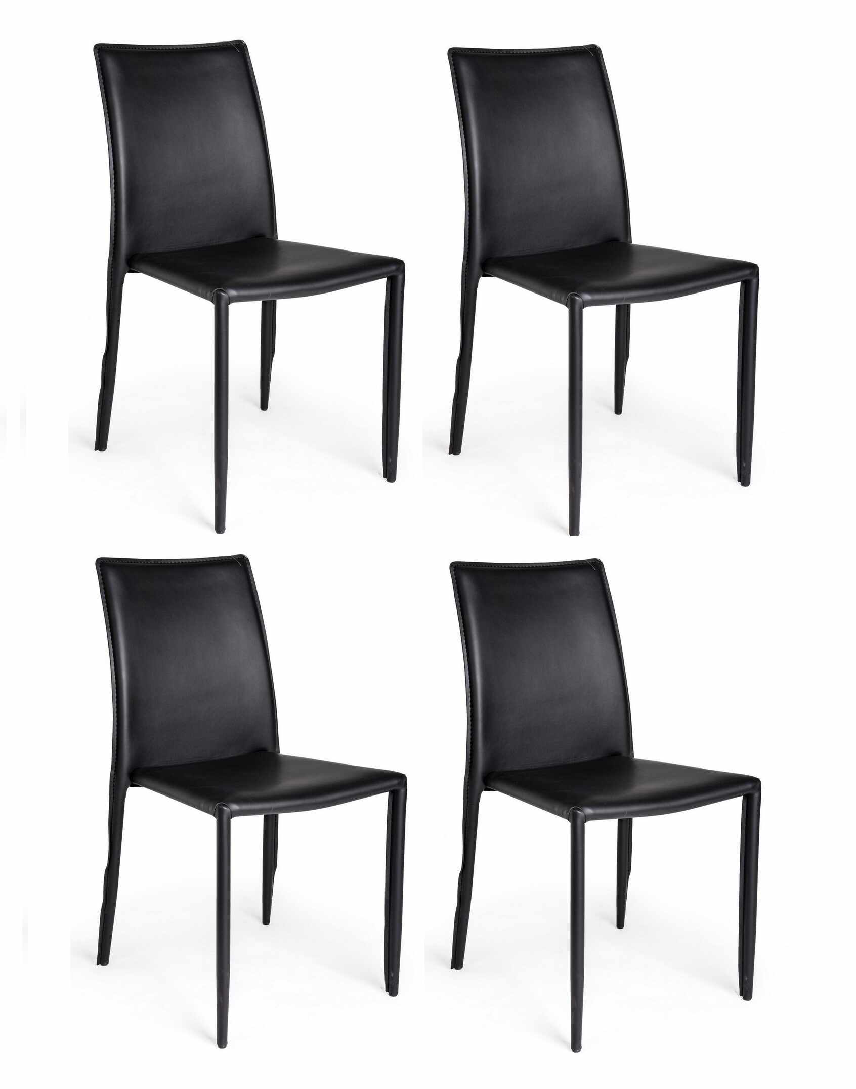 Set 4 scaune din metal, tapitate cu piele ecologica Alison Negru, l50xA42,5xH90 cm