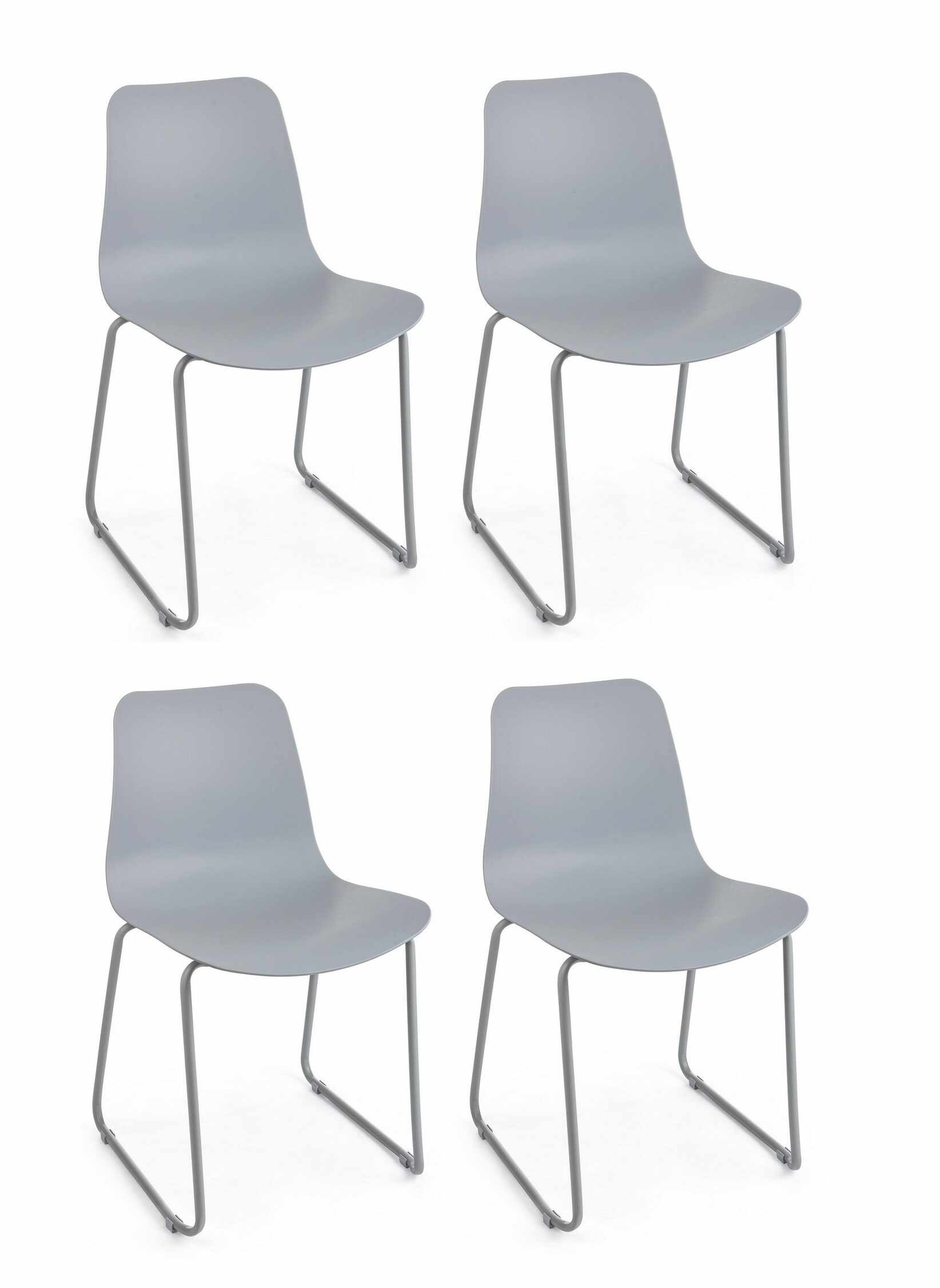 Set 4 scaune din plastic cu picioare metalice Rockford Gri Deschis, l44,5xA51,5xH79 cm