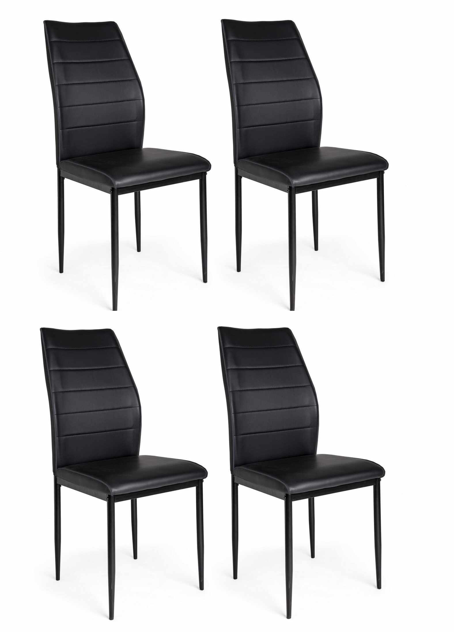Set 4 scaune din PVC cu picioare metalice Raisa Negru, l42xA57xH97 cm