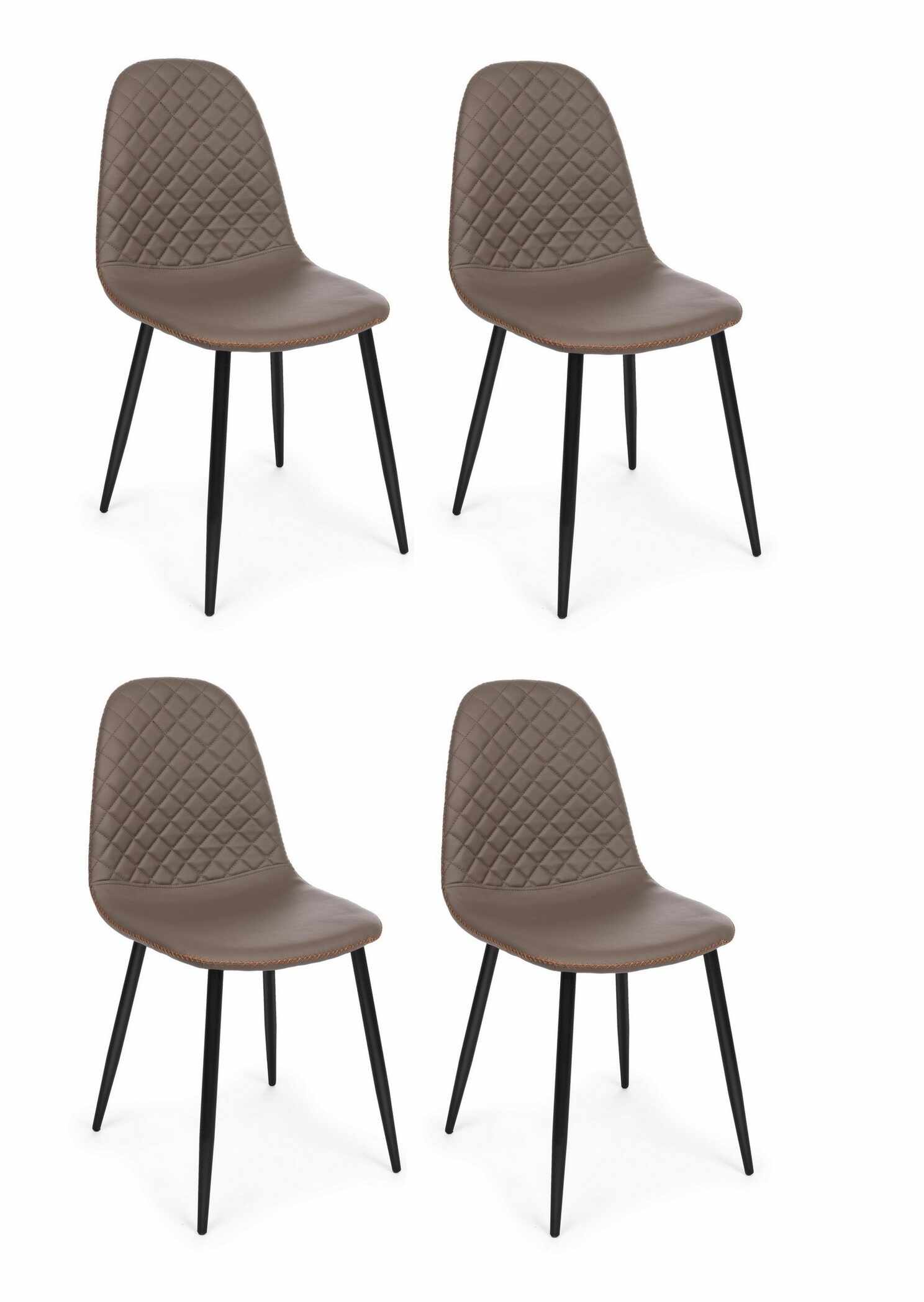 Set 4 scaune tapitate cu piele ecologica si picioare metalice Amanda Maro / Negru, l45xA54xH87 cm