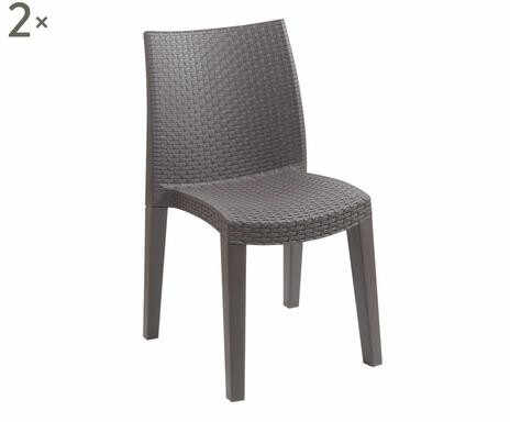 Set de 2 scaune Lady, plastic, maro, 56 x 86 x 48 cm