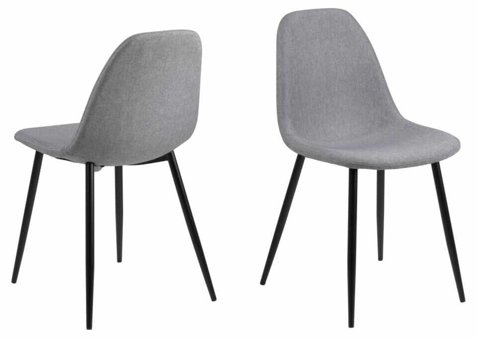 Set 4 scaune tapitate cu stofa si picioare metalice Wilma Gri Deschis / Negru, l44,5xA56xH84 cm