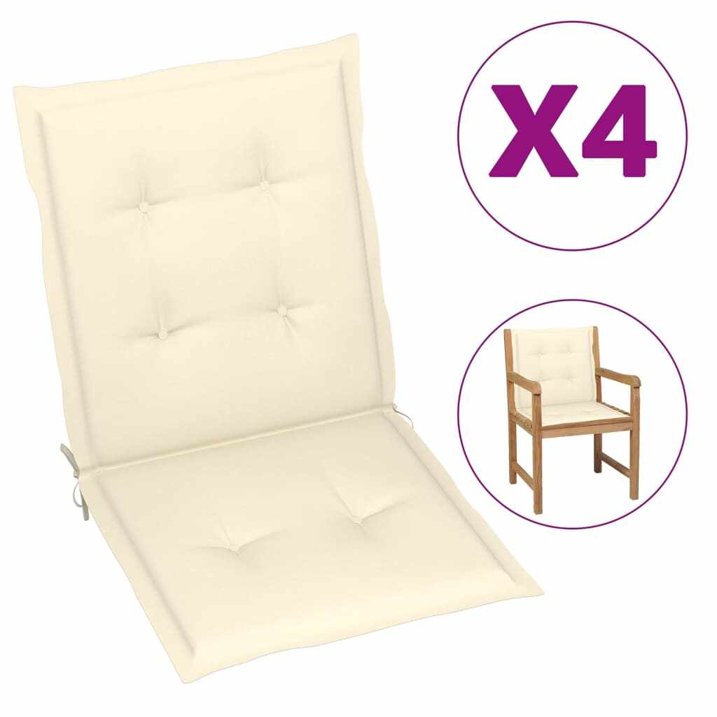 vidaXL Perne scaun de grădină, 4 buc., crem, 100x50x3 cm