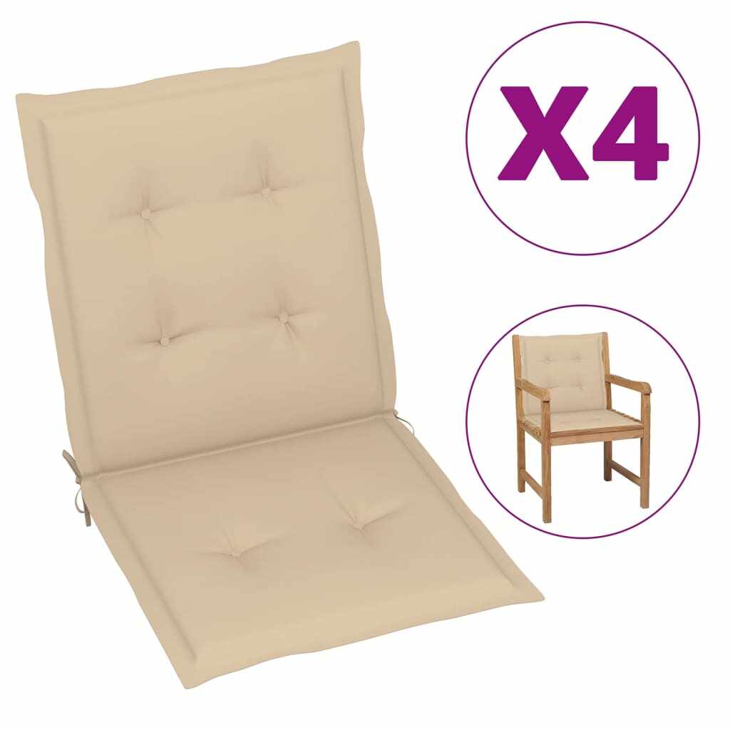 vidaXL Perne scaun de grădină, 4 buc., bej, 100x50x3 cm