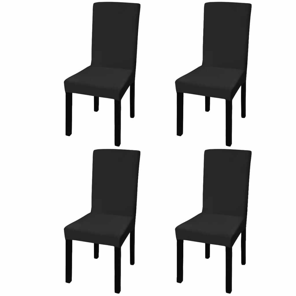 vidaXL Huse de scaun elastice drepte, 4 buc., negru