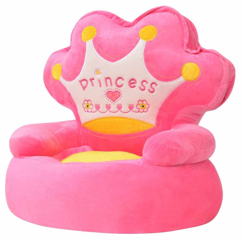 vidaXL Scaun din pluș pentru copii, Princess, roz 