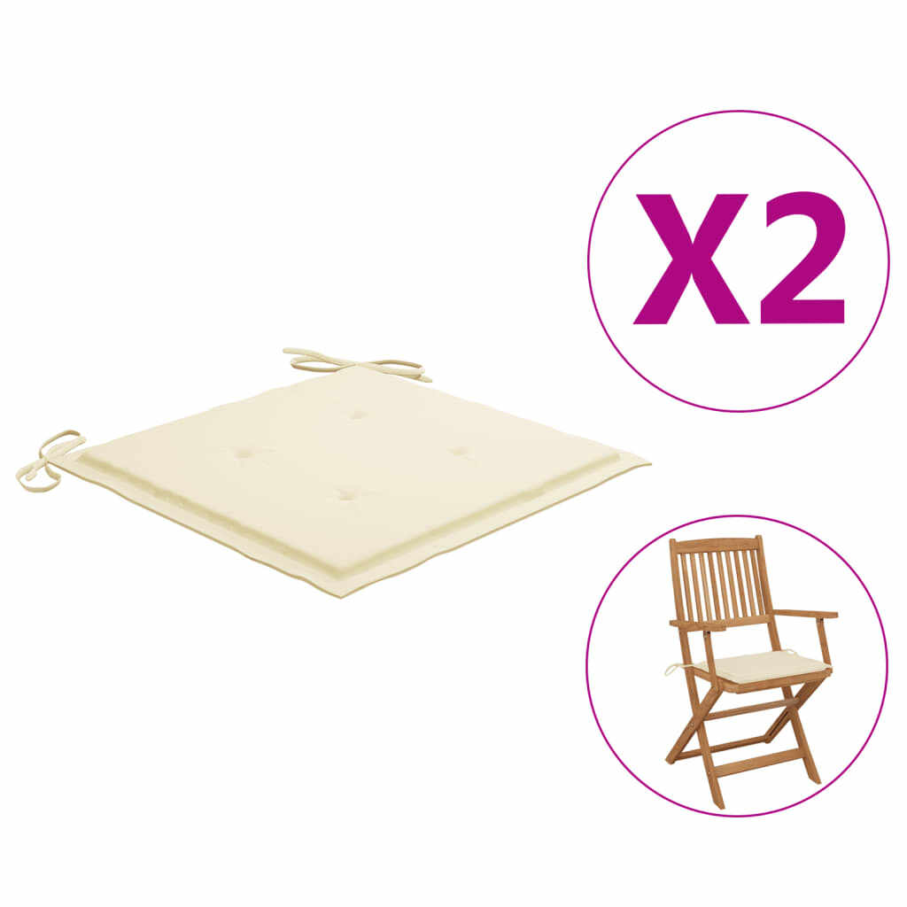 vidaXL Perne scaun de grădină, 2 buc., crem, 40x40x3 cm, textil