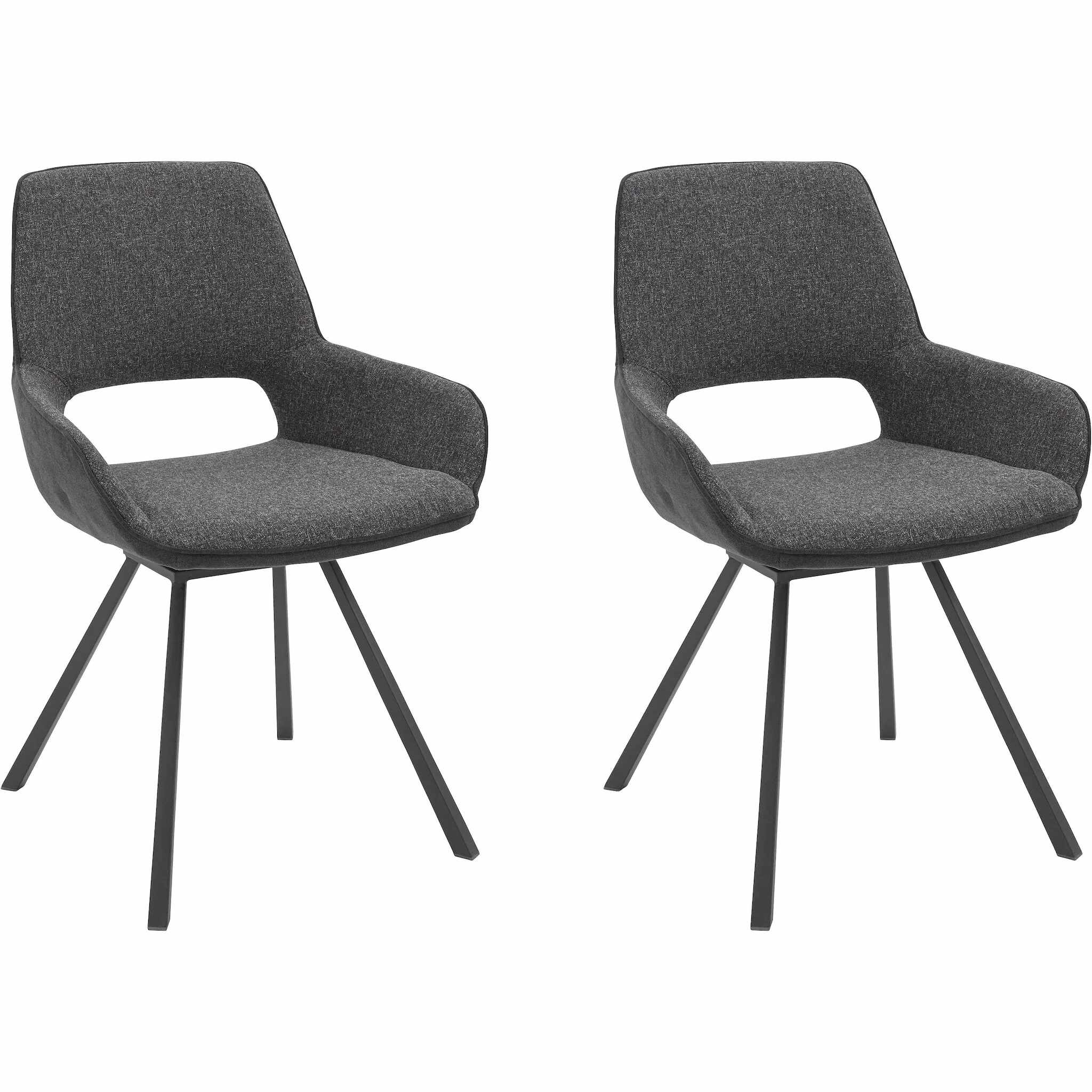 Set 2 scaune rotative tapitate cu stofa si picioare metalice, Parana II Antracit, l59xA63xH87 cm
