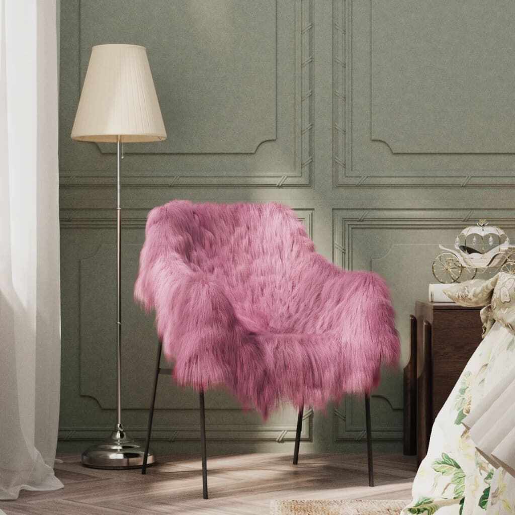 vidaXL Husă de scaun piele de oaie islandeză, roz, 70x110 cm