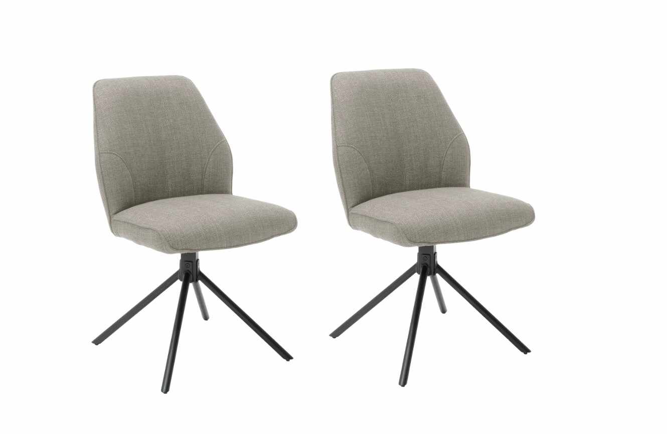 Set 2 scaune rotative tapitate cu stofa si picioare metalice, Pemba Cappuccino / Negru, l49xA63x88 cm
