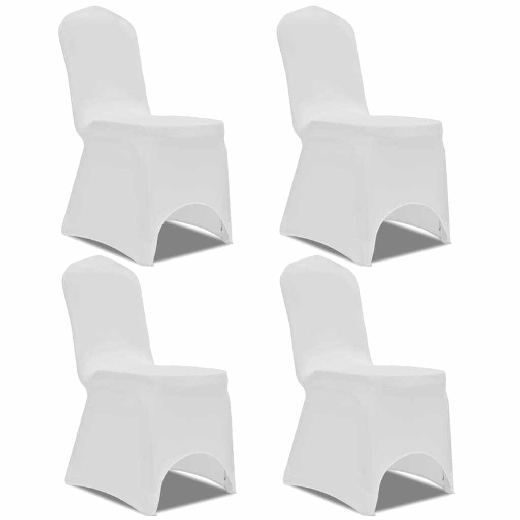 vidaXL Husă de scaun elastică, 4 buc., alb
