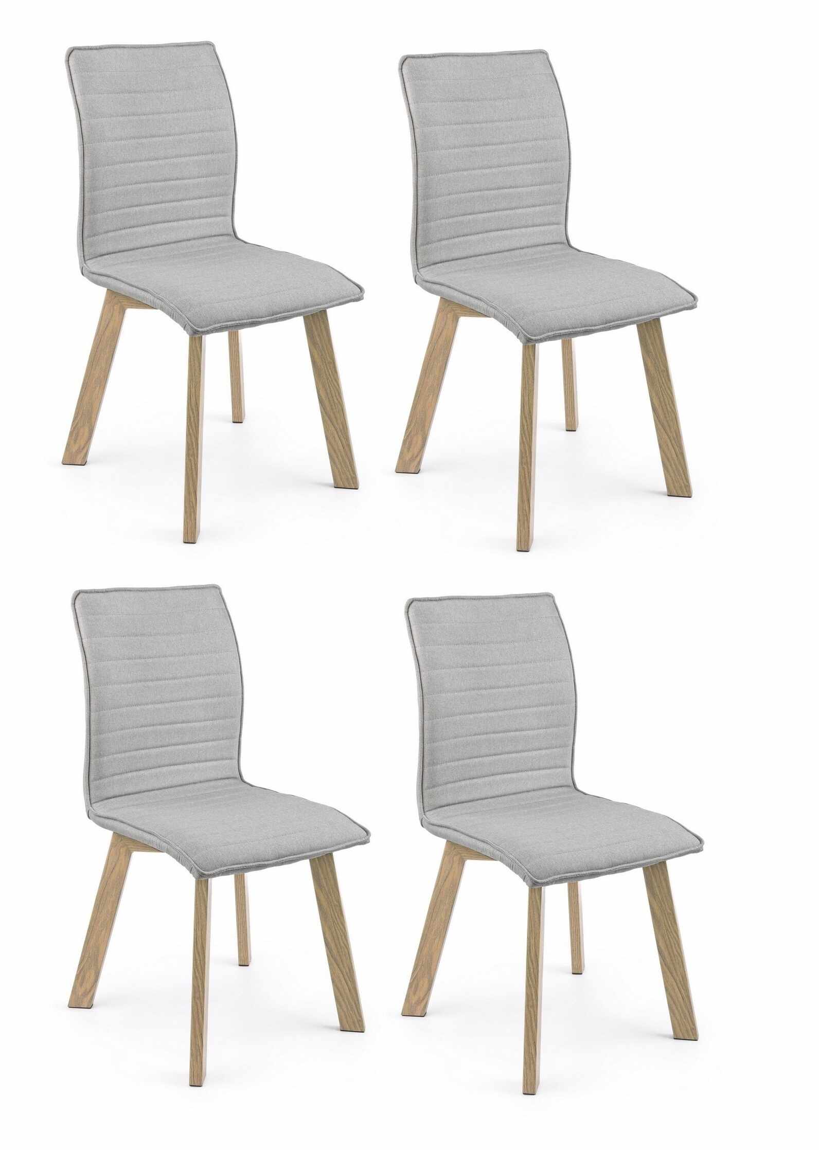 Set 4 scaune tapitate cu stofa si picioare metalice Klizia Gri Deschis / Natural, l43xA55xH89,5 cm