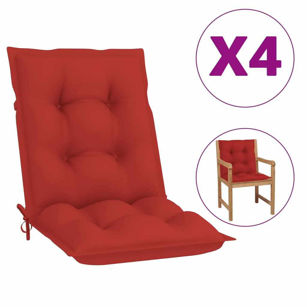 vidaXL Perne pentru scaun de grădină, 4 buc., roșu, 100x50x7 cm