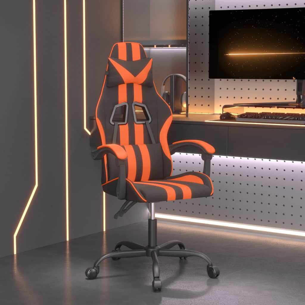 vidaXL Scaun de gaming pivotant, negru și portocaliu, piele ecologică