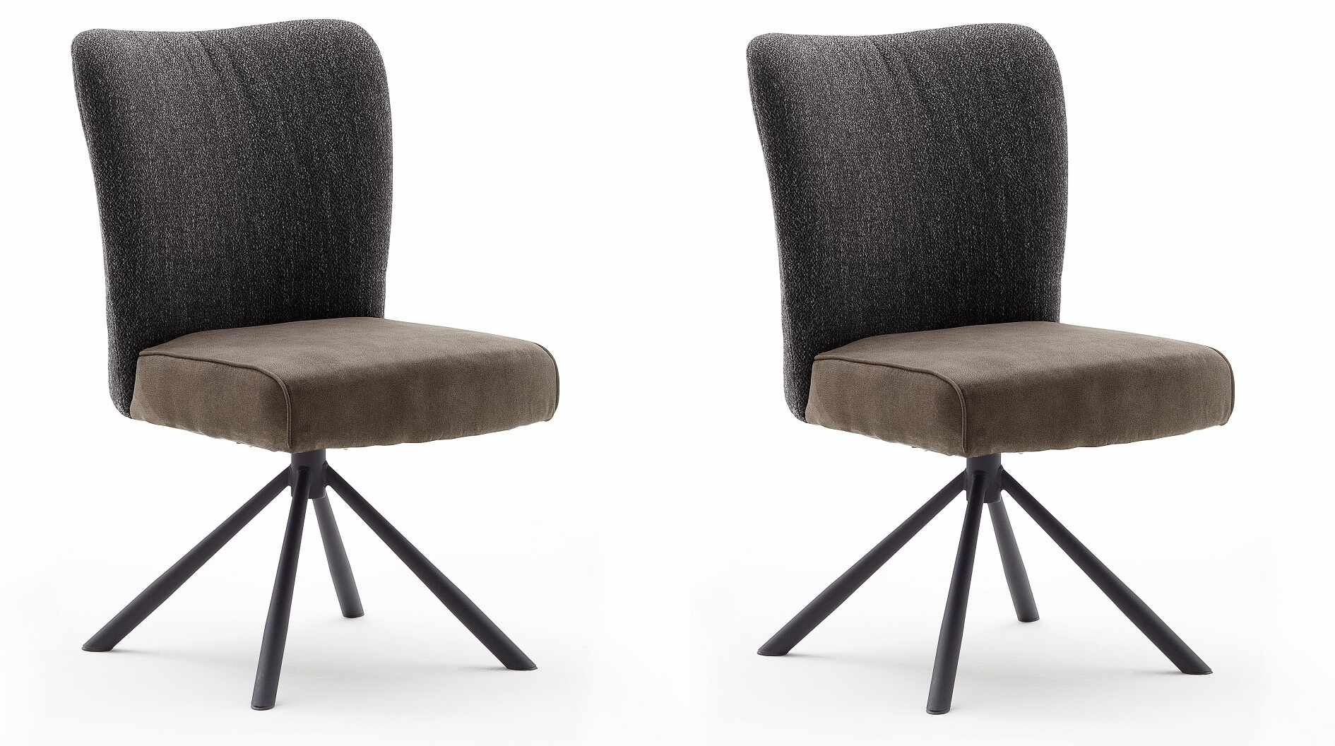 Set 2 scaune rotative tapitate cu stofa si picioare metalice, Santiago A, Antracit / Negru, l53xA64xH91 cm