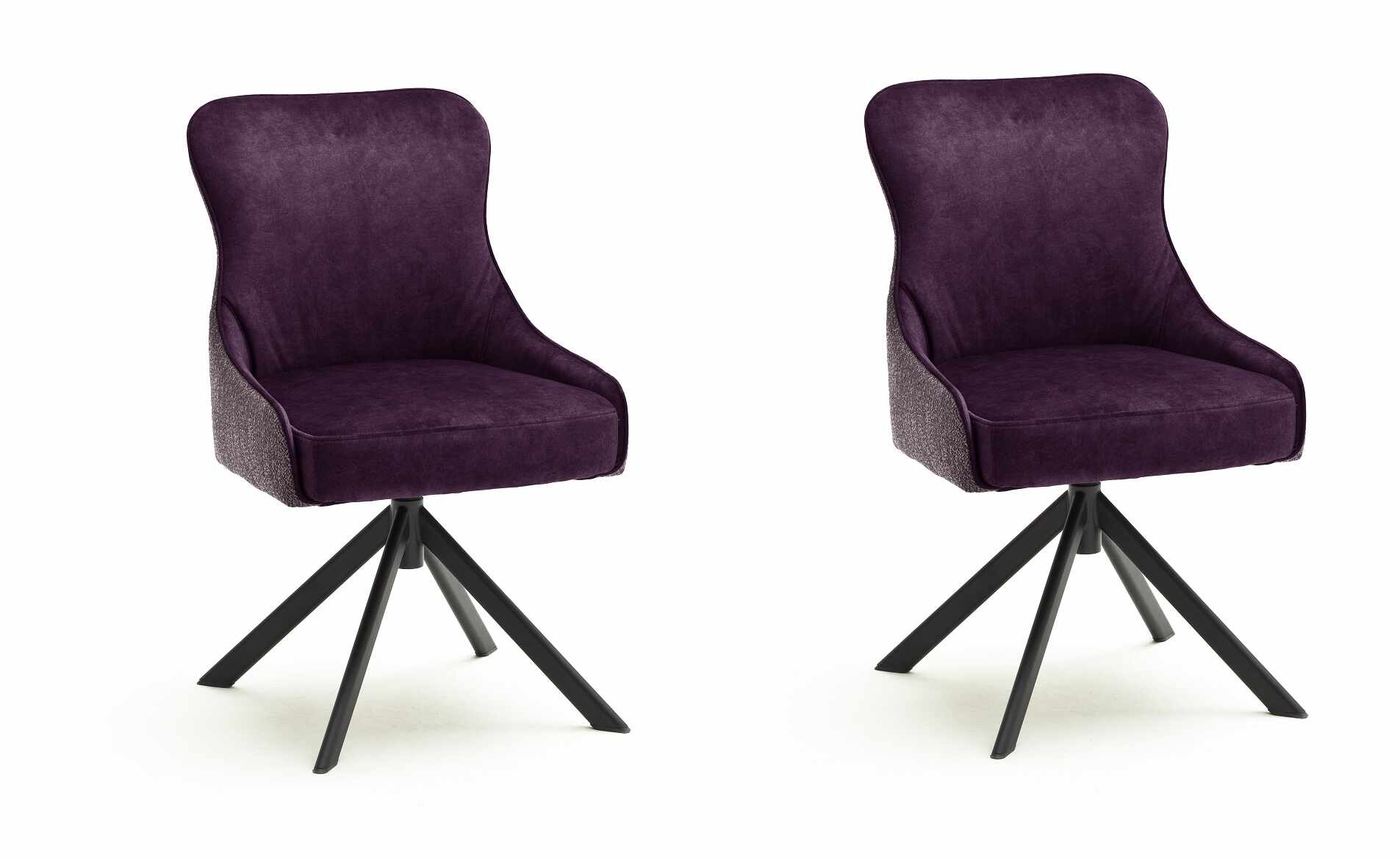 Set 2 scaune rotative tapitate cu stofa si picioare metalice, Sheffield B Oval, Burgundy / Negru, l62xA64xH88 cm