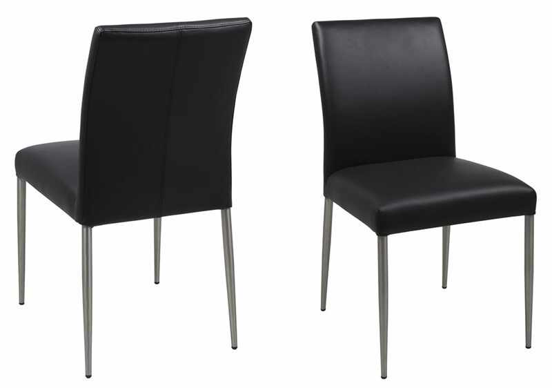 Set 2 scaune tapitate cu piele ecologica si picioare metalice Sala Negru / Crom, l46,5xA57,5xH87 cm