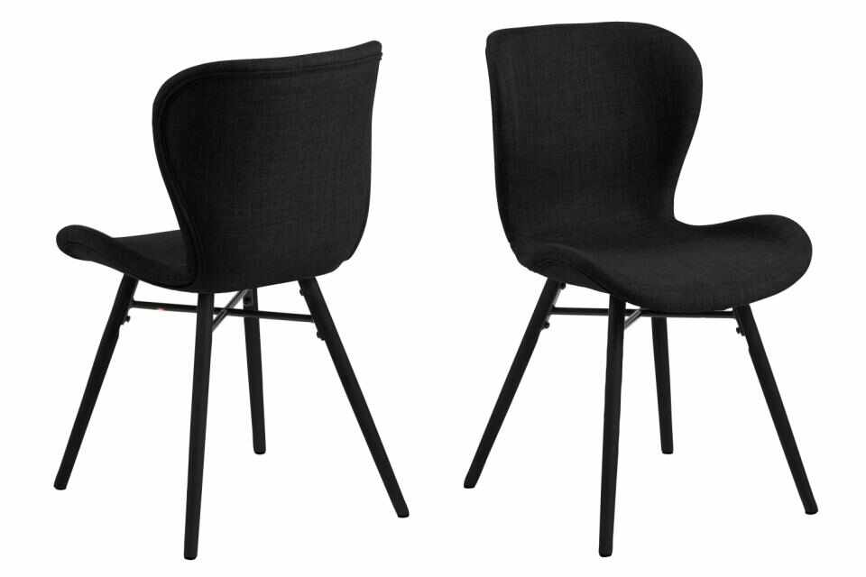 Set 2 scaune tapitate cu stofa si picioare din lemn Batilda A-1 Antracit / Negru, l47xA53xH82,5 cm