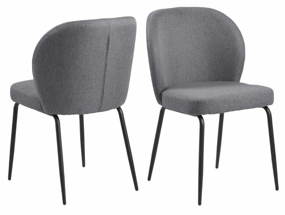 Set 2 scaune tapitate cu stofa si picioare metalice Patricia Gri deschis / Negru, l52xA57,5xH82 cm