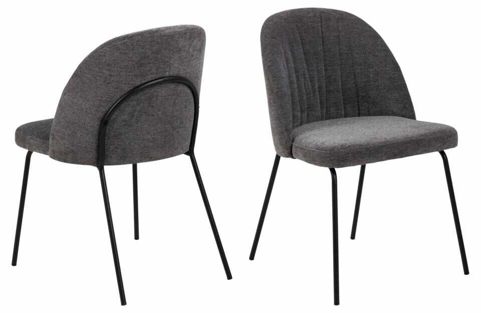 Set 2 scaune tapitate cu stofa si picioare metalice Scandia Antracit / Negru, l49,5xA57,5xH80 cm