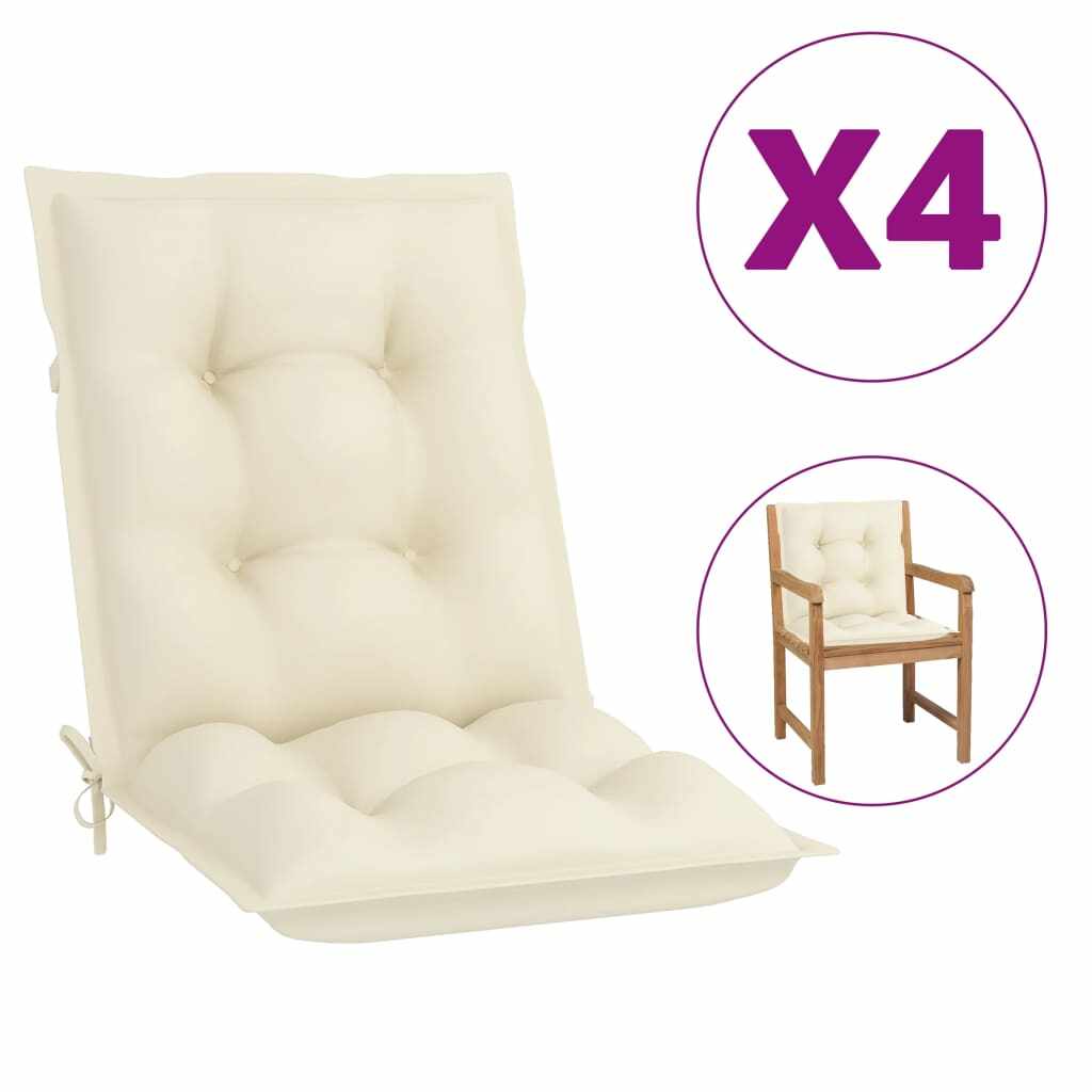 vidaXL Perne pentru scaun de grădină, 4 buc., crem, 100 x 50 x 7 cm