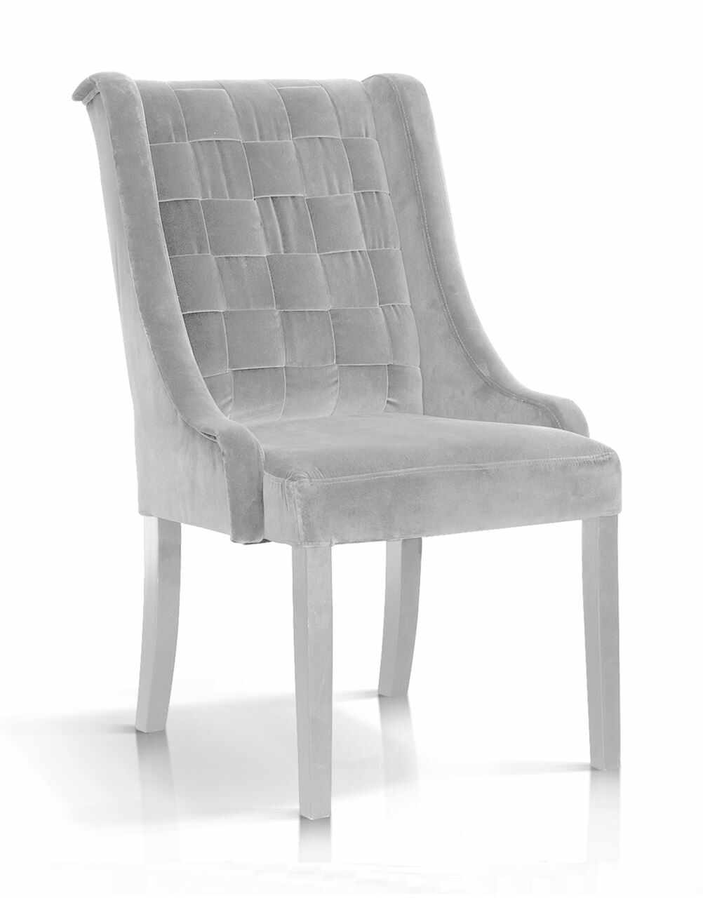 Scaun tapitat cu stofa, cu picioare din lemn Prince Velvet Argintiu / Alb, l55xA70xH105 cm