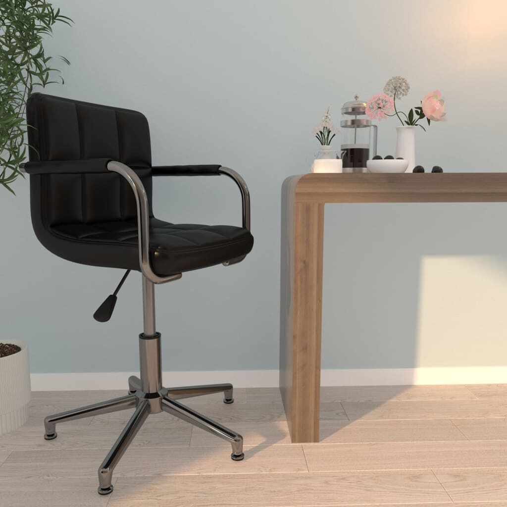 vidaXL Scaun de birou rotativ, negru, piele ecologică
