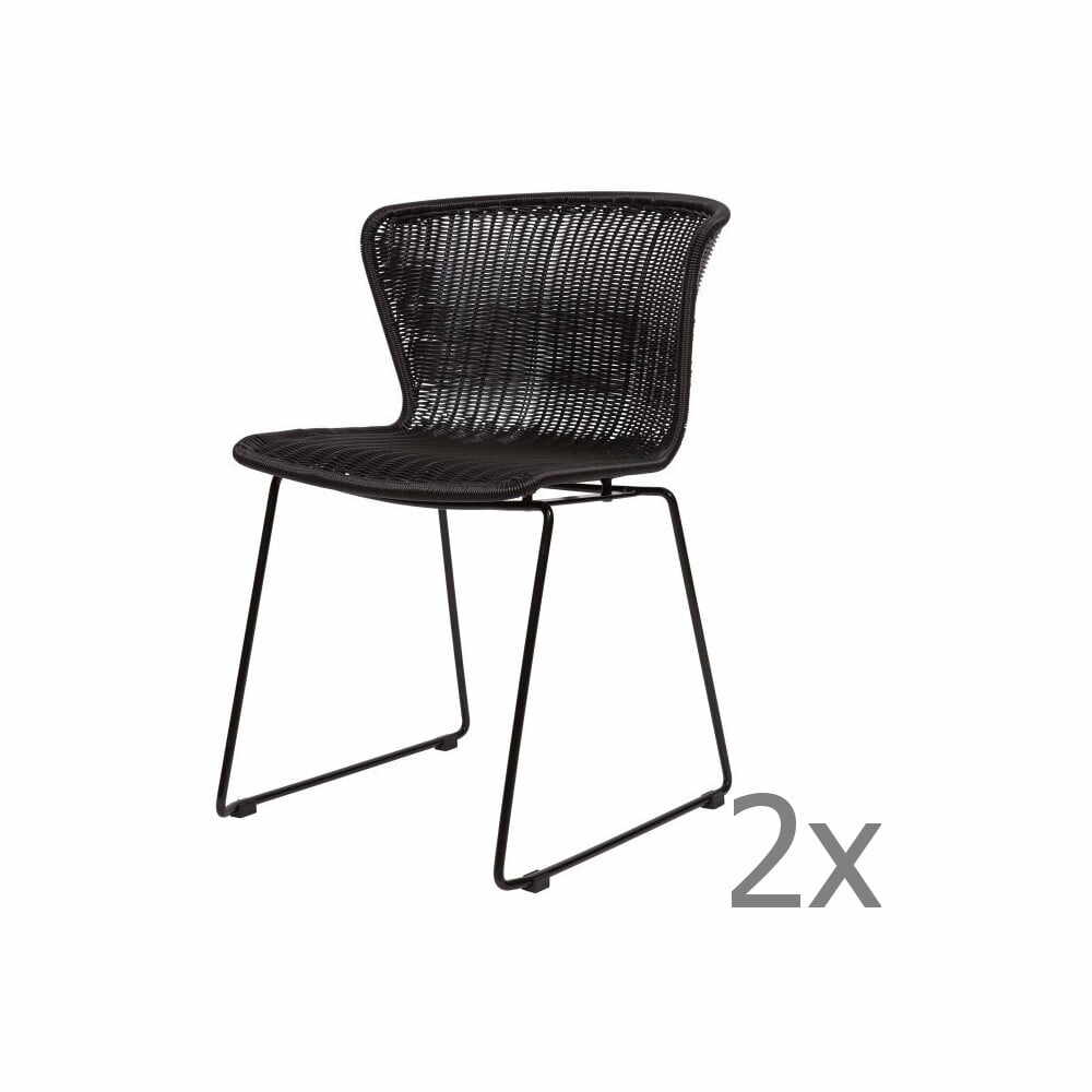 Set 2 scaune adecvate interior/exterior WOOOD Wings, negru