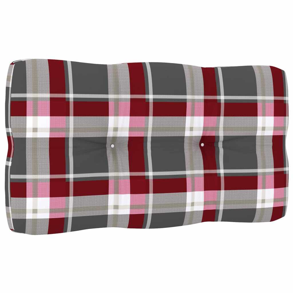 vidaXL Pernă canapea din paleți, roșu model carouri, 70x40x10cm
