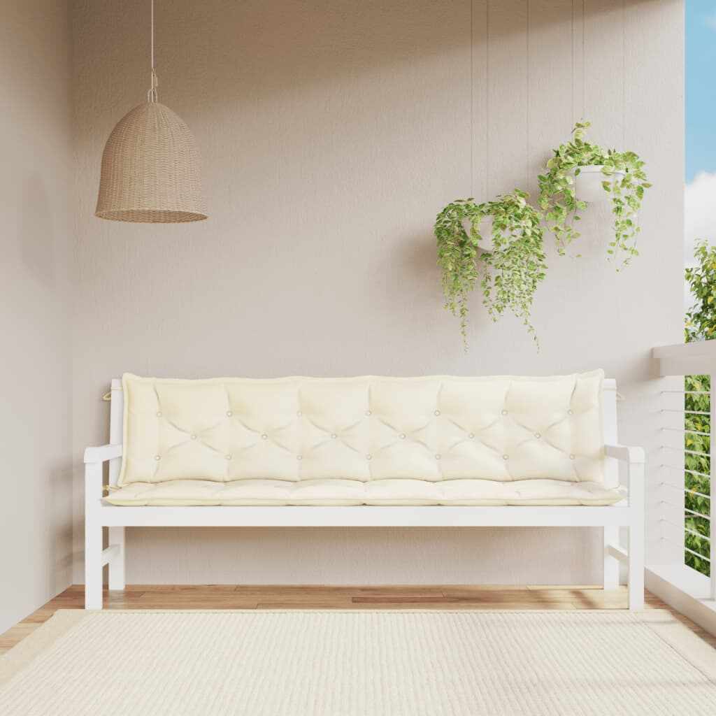 vidaXL Pernă bancă de grădină, alb crem, 200 cm, textil oxford