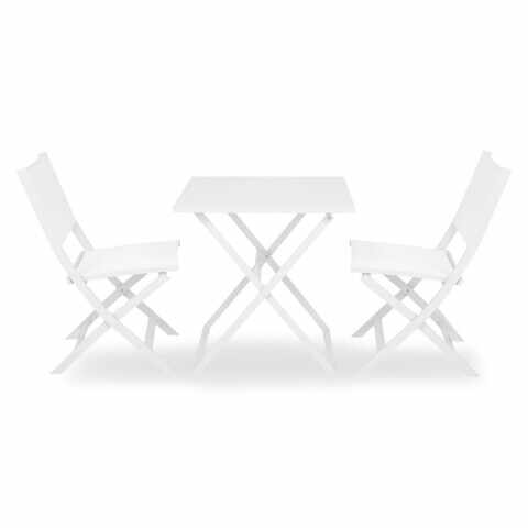 Set 2 scaune si masa pliabile, Breeze, L.70 l.70 H.75 cm, aluminiu, alb