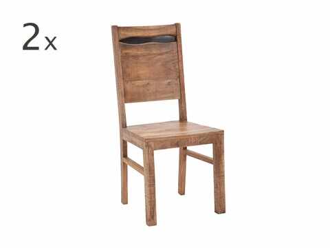 Set 2 scaune Yellowstone, Mauro Ferretti, 45x45x100 cm, lemn masiv de salcam, maro