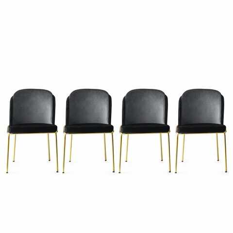 Set 4 scaune, Nmobb, Dore 101, 54 x 86 x 55 cm, metal/pal, negru/auriu