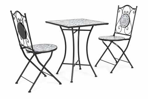 Set masa si 2 scaune pentru gradina Erice Square, Bizzotto, otel/ceramica