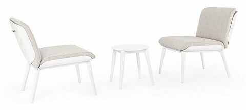 Set 2 scaune si masuta de cafea pentru gradina/terasa Isabela, Bizzotto, aluminiu/tesatura olefin, alb