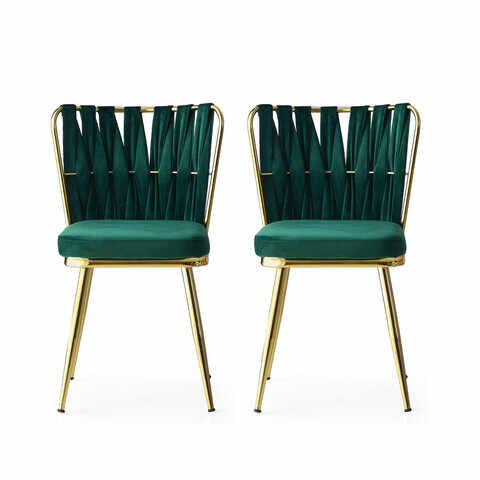 Set scaune 2 piese, Nmobb , Kuşaklı, Metal, Aur/Verde