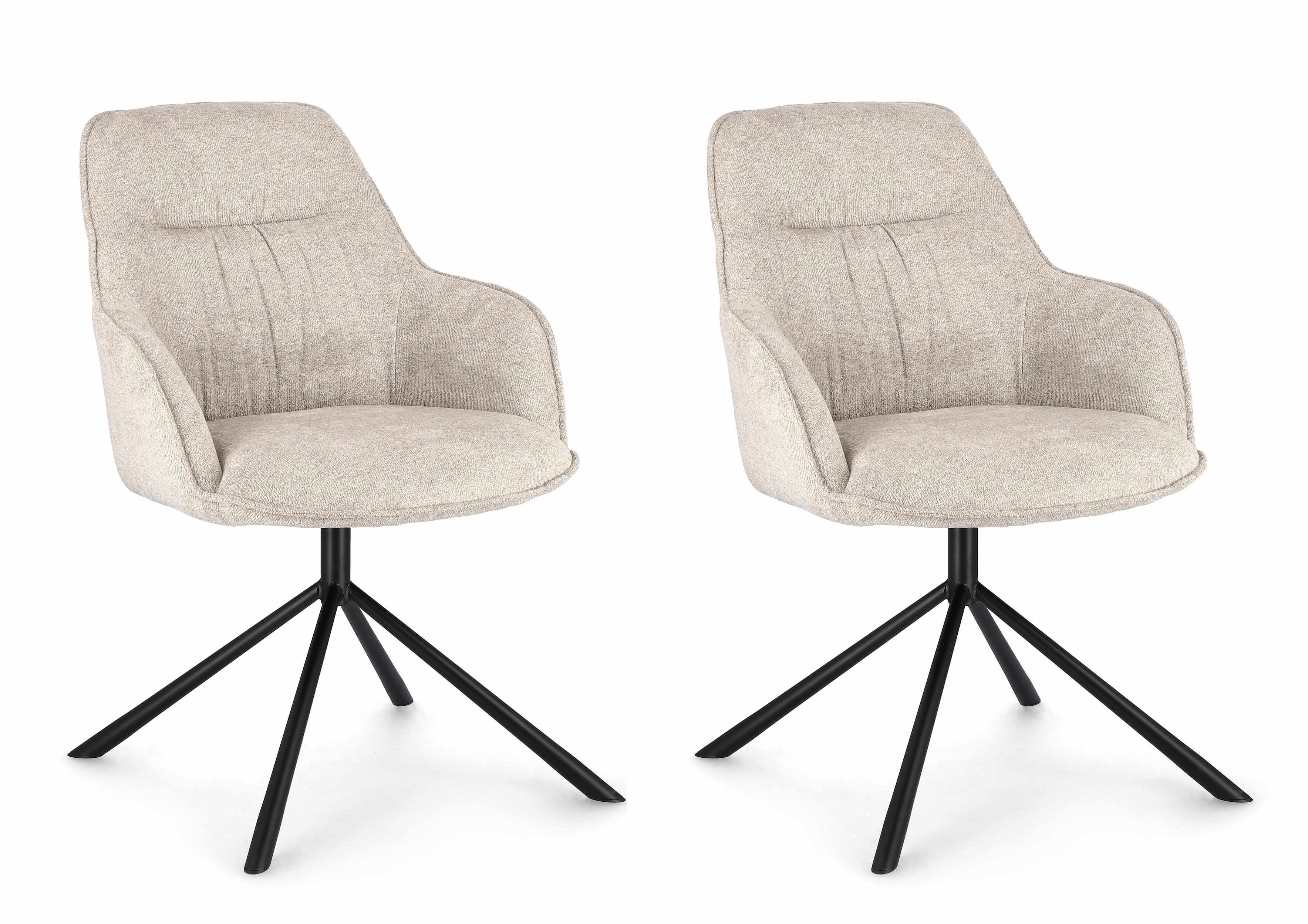 Set 2 scaune tapitate cu stofa si picioare metalice, Grant Ivoir / Negru, l59xA65xH86 cm